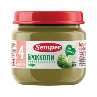 სემპერი - პიურე ბროკოლით /4თვ+/ 80გრ 6458 Broccoli_SF_80g