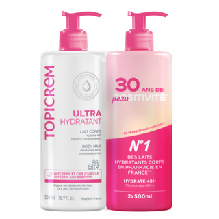 ტოპიკრემი - ტანის რძე ულტრა-დამატენიანებელი მშრალი/მგრძნობიარე კანის დუოპაკი 1+1 500მლ+500მლ 2293 Topicrem - Ultra-Moisturizing Body Milk 500ml  Duo1+1 500ml+500ml 2293