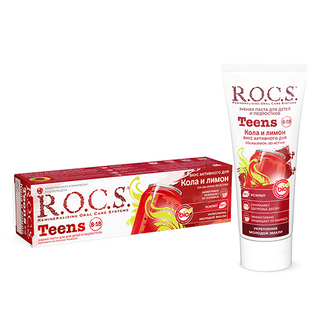 როქსი - კბ/პასტა ბავშვის კოლა და ლიმონი Teens 8-18 წელი 74გრ 1903 R.O.C.S. Toothpaste teens 8-18. go active cola lemon. 74 gr. 1903