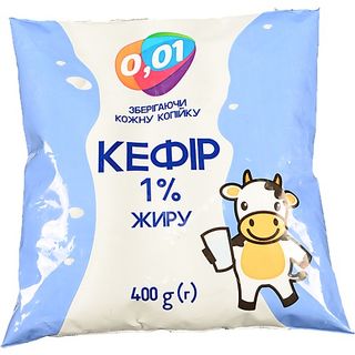 Кефір 0.01 400г 1% п.е