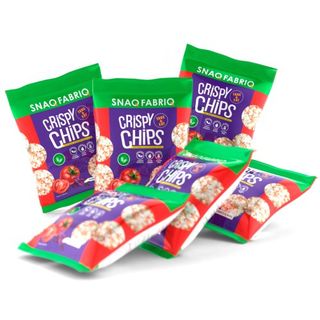 SNAQ FABRIQ Crispy ვეგანური და უგლუტენო მარცვლეულის ჩიფსი, პომიდვრის და რეჰანის არომატით 50გ.