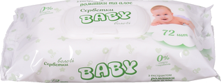 Серветки вологі дит. BABY 72 шт. з клапаном