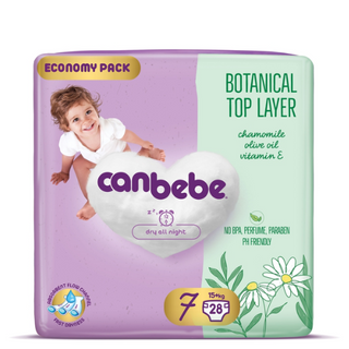 ქანბებე - ბავშვის საფენი ზ-7 /15+კგ/  #28 5284 Canbebe Botanical Top Layer size 7 #28