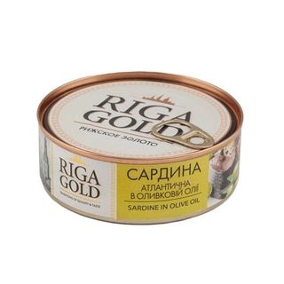 Консерви 240 г Riga Gold Сардина натуральна з додаванням оливкової олії