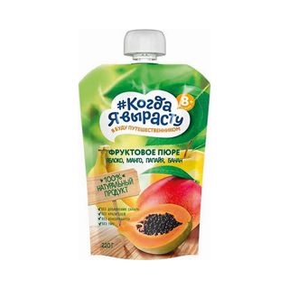 Пюре Когда я вырасту яблоко-манго-папайя-банан 220 г