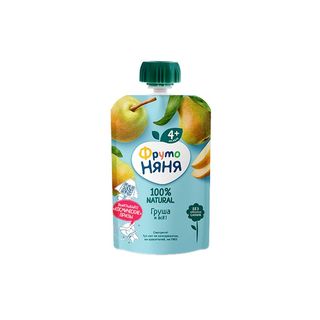 Фрутоняня, Пюре Фрутоняня 90Гр Груша С 4 Месяцев Пауч, шт, ШК: 4600338006147