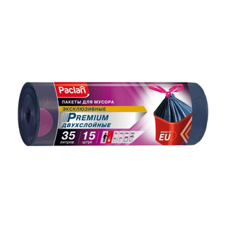 Paclan мешки для мусора с тесьмой Premium 35 л, 53х60 см, 15 шт, 30 мкм