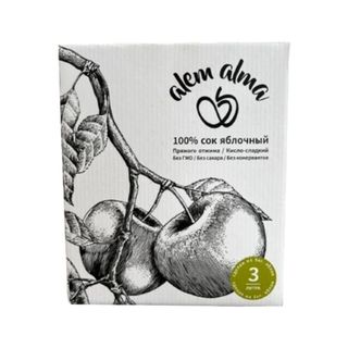 Alem Alma, Сок Alem Alma 3Л Яблочный Зеленый Прямого Отжима, шт, ШК: 4870243080048