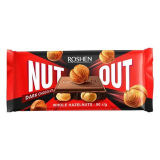 Шоколад Roshen Nut чорний з цілим фундуком 90г