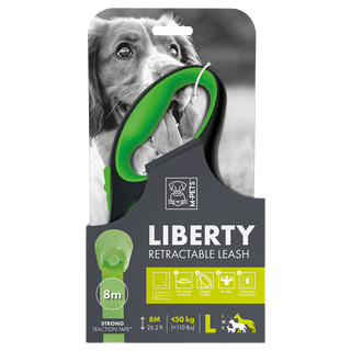 ძაღლის რეგულირებადი საბელი, რულეტი LIBERTY - L (მწვანე )