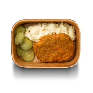 Пюре зі шніцелем та огірком