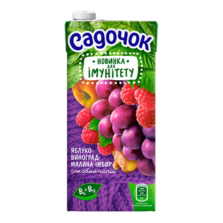 Напій соковий Садочок Яблуко-виноград-малина-імбир 950мл