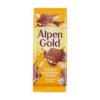 Шоколад Alpen Gold молочный с арахисом и кукурузными хлопьями 80 г