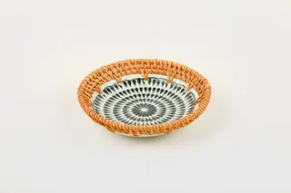 თეფში - BRENNA CERAMIC / RATTAN CAKE PLATE 15R BLUE / WHITE