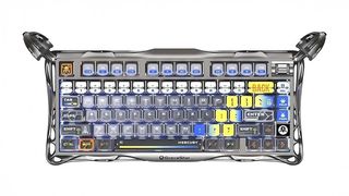 გეიმინგ კლავიატურა Mechanical keyboard GravaStar Mercury K1 Pro 80keys, GravaStar x Kailh Speedy Mint, BT/WL/USB, RGB, Interstellar Silver GSK1PRO_S_CGRY (15074)