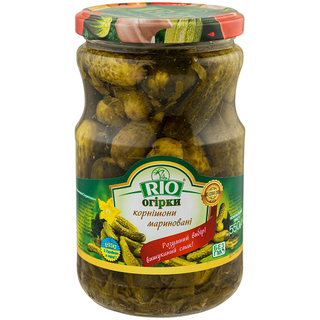 Огірки Ріо мариновані корнішон 3-6 см ск/б 550г