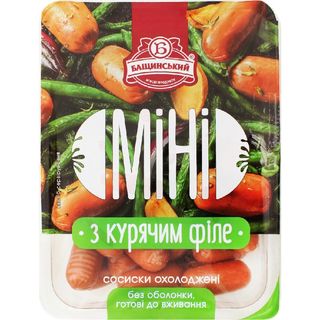 Сосиски фас. БАЩИНСЬКИЙ Міні з курячим філе/ 350г