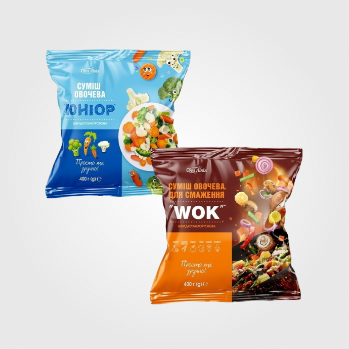 Овочі та фрукти свіжозаморожені.