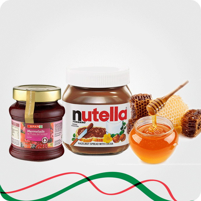 შოკოლადის კრემი, ჯემი და თაფლი