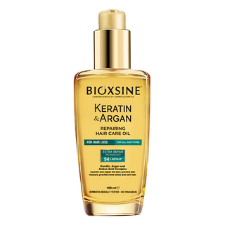 ბიოქსინი - თმის ზეთი კერატინი და არგანი აღმდგენი ყველა ტიპის თმის 150მლ 2085 Bioxcin - Hair Oil Keratin and Argan Restoring All Hair Types 150ml 2085/1637