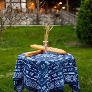 სუფრა "სამეფო" - 140x140 ლურჯი