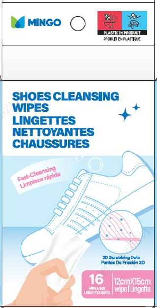ფეხსაცმლის საწმენდი/MINGO Shoes Cleansing Wipes (16 Individual Packets)
