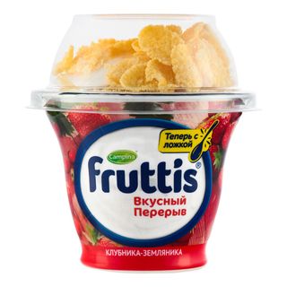 იოგურტი "ფრუტისი" 165+15გრ 2.5% გემრიელი შესვენება მარწყვის / 4605627006747