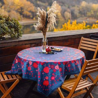 სუფრა "ბროწეულები" - 140x140 ლურჯი