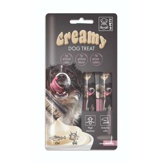 M-PETS - CREAMY ძაღლის  სასუსნავი კრემი , ვირთევზა & საქონელი - 60გ/4ც
