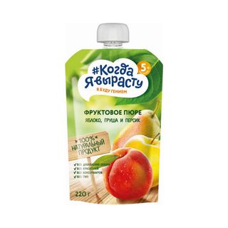 Пюре Когда я вырасту яблоко-груша-персик 220 г