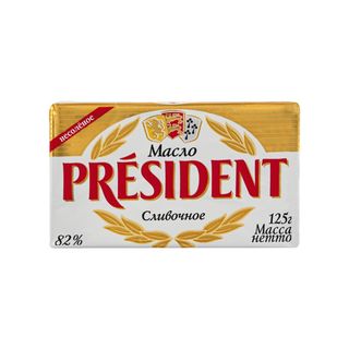 President, Масло President 125Гр Сливочное Фольга 82%, шт, ШК: 3228020481150
