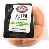 Сардельки Алан РЕТРО з ВЕРШКАМИ вищого гатунку, вагові, 100г