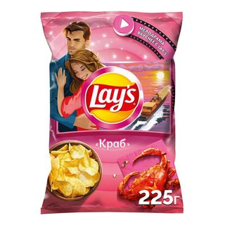 Lays Чипсы, Чипсы Lays 225Гр Краб, шт, ШК: 4690388106645