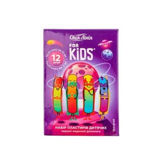 Набір пластирів дитячих 12 шт Своя Лінія першої медичної допомоги