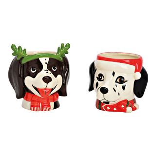 ქოთანი კერამიკის ყვავილებისთვის - საახალწლო ძაღლი, 15სმ