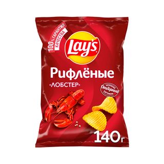 Lays Чипсы, Чипсы Lays 140Гр Лобстер Рифленые, шт, ШК: 4690388111465