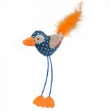 Іграшка PET FUN для котів пташка з пірʼячком синя в горошок 11 см