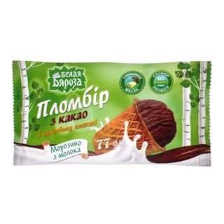 Морозиво Белая бяроза 77г пломбір шокол ваф цукр ст