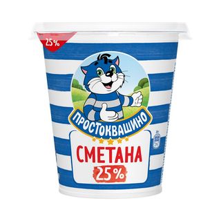 Простоквашино, Сметана Простоквашино 300Гр 25% Пл Ст, шт, ШК: 4600605029251