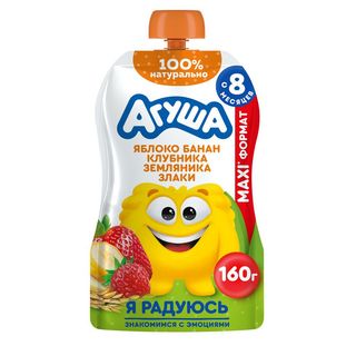 Пюре Агуша со злаками яблоко-банан-клубника-земляника 160 г