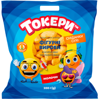 Фігурні вироби кукурудзяні Токери Молочні неглазуровані 200 г