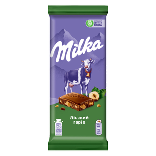 Шоколад Milka з лісовим горіхом, 90г