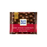 შოკოლადის ფილა შავი პრემიუმი მთლიანი თხილით 100 გრ რიტერ სპორტი