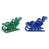 Прикраса новорічна Санчата Морозні Візерунки підвіс 11х5 см подвійний глітер пластикова