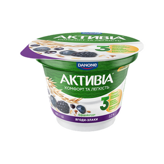 Біфідойогурт Активіа ягоди-злаки 2.2% 180г