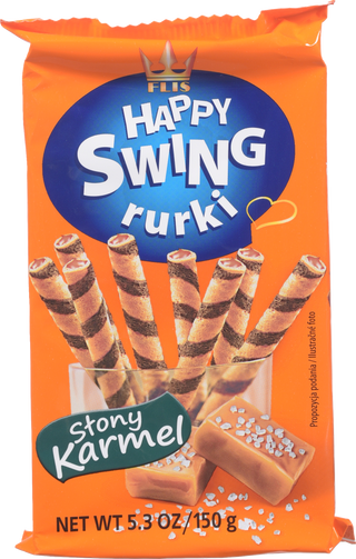 Трубочки ваф. FLIS 150 г Swing з нач. Солона карамель (Польща) И312