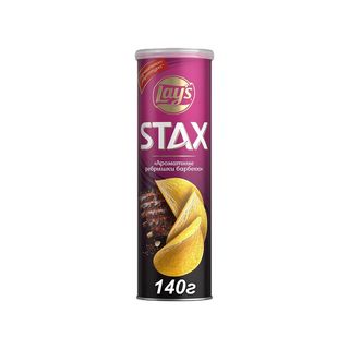 Lays Чипсы, Чипсы Lays Stax 140Гр Ароматные Ребрышки Барбекю, шт, ШК: 4690388108977