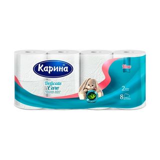 БУМАГА ТУАЛЕТНАЯ КАРИНА DELICATE CARE 2 СЛ. 8 РУЛ.-4870235731194
