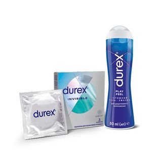 Змазка DUREX Play Feel 50мл+Презервативи латексні DUREX Іnvisible 3шт