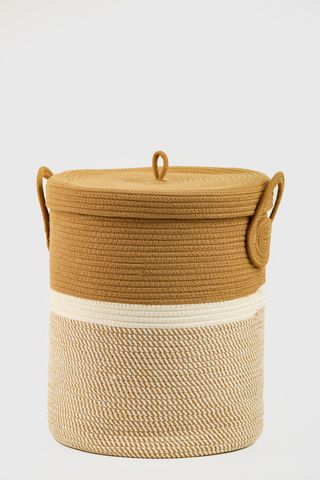 სარეცხის კალათა - LILY COTTON COVERED LAUNDRY BASKET 38X45 CM CAMEL / WHITE